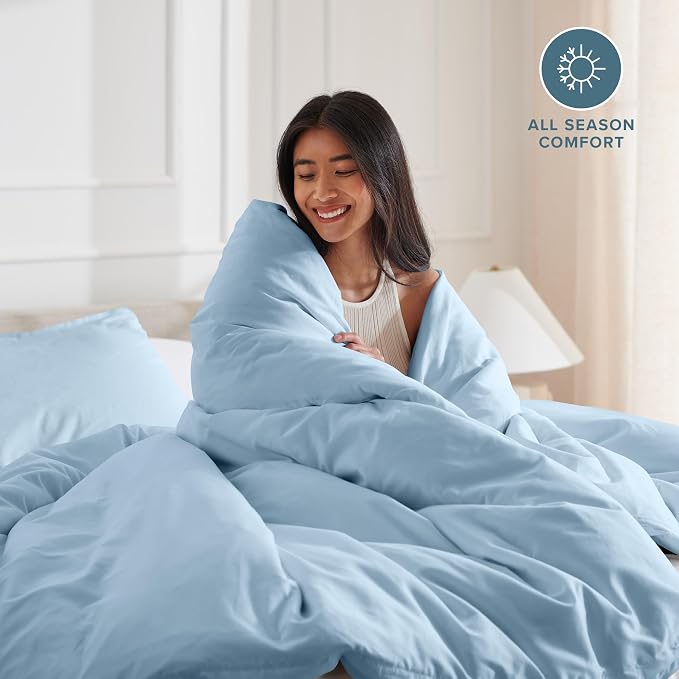 Bare Home Duvet Cover Set 1800 Ultra-Soft (Twin/Twin XL, Light Blue) | Lightweight, Cooling, Breathable, Premium 1800 Ultra-Soft, All-Season