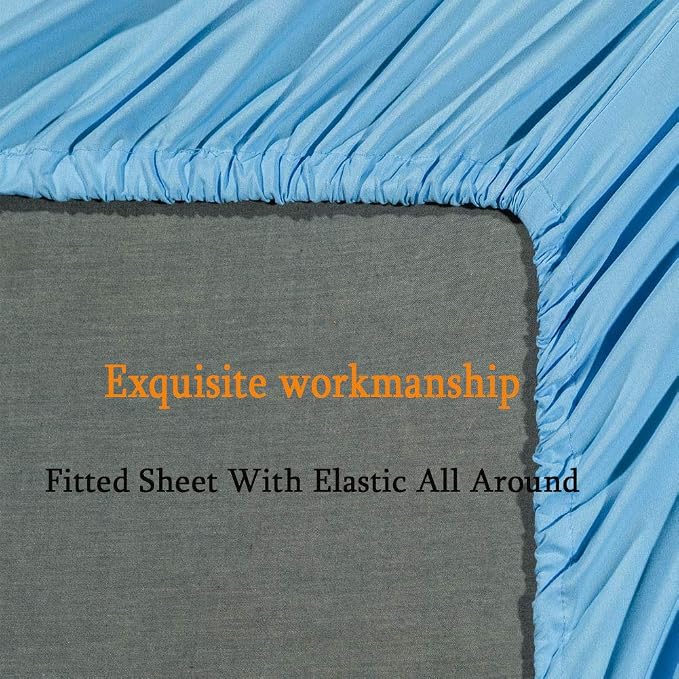 SONORO KATE Bed Sheet Set Super Soft Microfiber 1800 Series Luxury Egyptian Sheets Fit 18-24 Inch Deep Pocket Mattress Wrinkle-6 Piece (Lake Blue, Full)