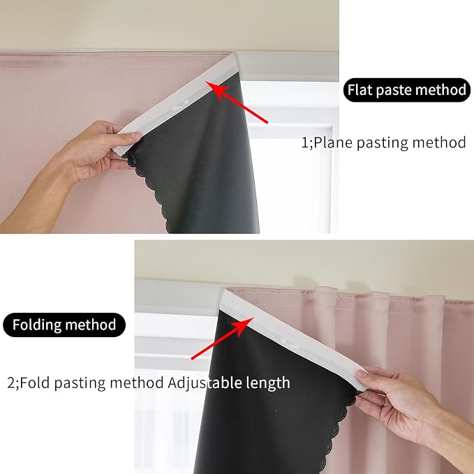AJAZZ 100% Blackout Shades Window Cover Self Adhesive Curtains Sticky Curtain Portable Easy Open Black Out Curtains for Bedroom Living Room No Drilling (Pink, 59" W x 72" L 1 Panel)