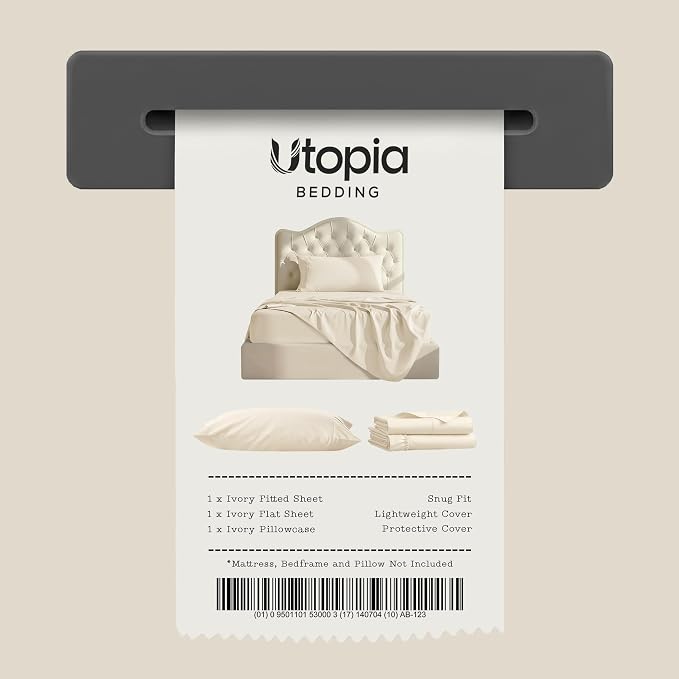 Twin Sheets Set, 3 Pieces 16" Deep Pocket Hotel Luxury Bed Sheets, Ivory | Extra Soft Bedsheet Set, Comfy & Breathable Cooling Sheets, Wrinkle & Fade Resistant, Fitted Sheet, Flat Sheet, 1 Pillowcase
