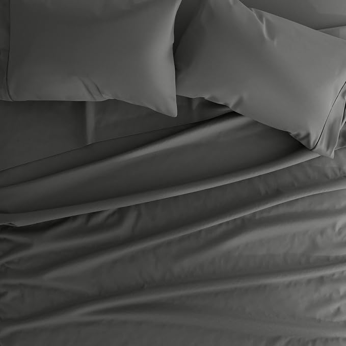 Linen Market Brushed Microfiber Queen Sheet Set 4 Piece – Oeko-TEX Certified Ultra Soft & Wrinkle-Free - 16" Deep Pocket Sheets - Easy Care Queen Size - Gray