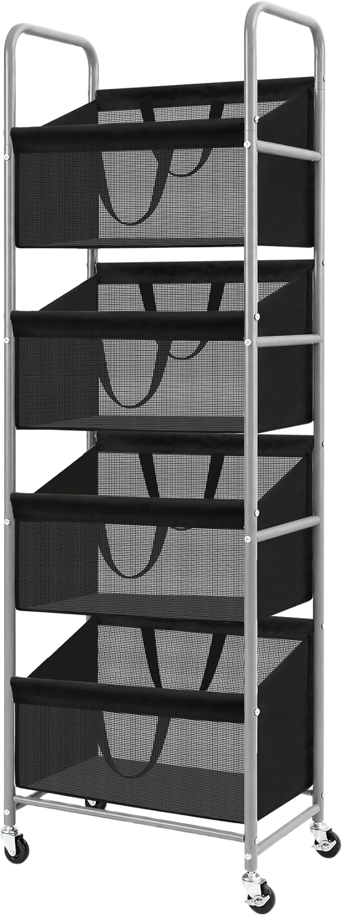 STO STO 4-Tier Vertical Rolling Laundry Hamper, Removable Bags, Black Mesh | 160L Capacity, Space-Saving Vertical Design, Rust-Resistant Steel Frame, Lockable Wheels, Ideal for Apartments & Small Spaces