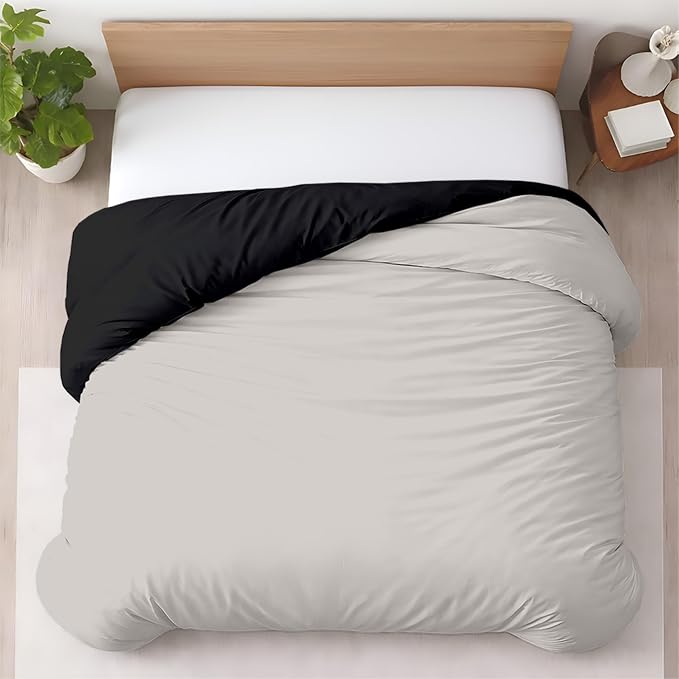 1 Pc Twin Size Duvet Cover Only -100% Egyptian Cotton 600 TC Ultra Soft Premium Durable Comforter Cover Zipper Closure & Corner Ties (Night's Shadow, Twin/Twin XL 68" X 90")