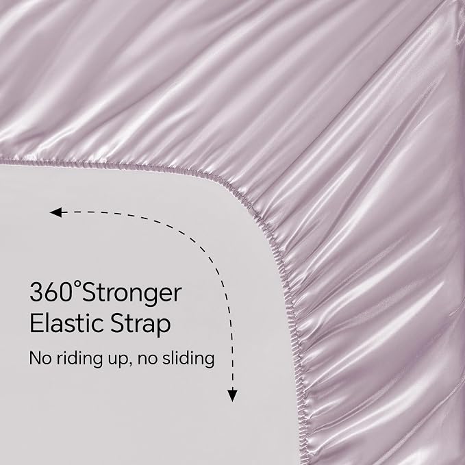 BEDELITE Satin Sheets Full Size Bed Set, Lavender, 4 Pieces | Luxury Silky Bed Sheets, 15 Inch Deep Pocket, Similar to Silk, Soft and Cooling, Reduces Friction, Gentle on Hair and Skin