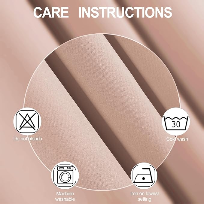 Blush Thermal Blackout Curtains/52 x 54 Inch/Set of 2 Panels Room Darkening Curtains for Bedroom