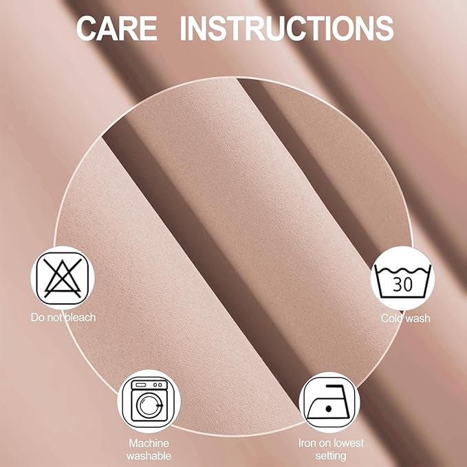 Blush Thermal Blackout Curtains/52 x 95 Inch/Set of 2 Panels Room Darkening Curtains for Bedroom