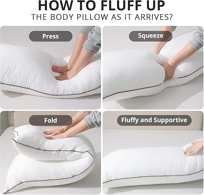 Body Pillow with Satin Pillowcase, Body Pillow for Adults | 20"x54", Removable Cover, OEKO-TEX Certified Down Alternative Filling,Washing Machine