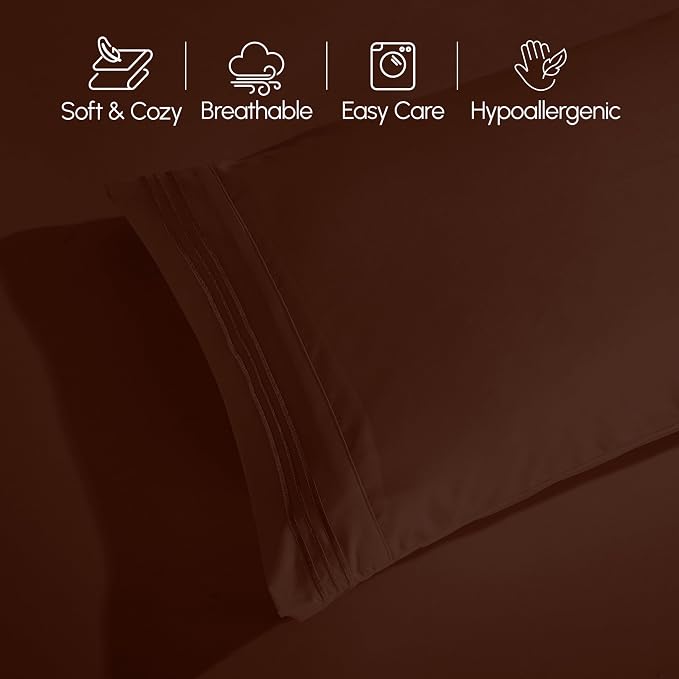 Elegant Comfort Luxury Soft 1500 Thread Count Egyptian Quality 3-Piece Sheet Wrinkle and Fade Resistant Bedding Set, Deep Pocket up to 16inch Twin/Twin XL Chocolate Brown