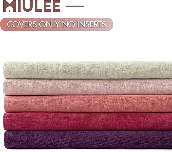 MIULEE Hot Pink Red Chenille Couch Throw Pillow Covers, 18x18 | Set of 2, Soft Farmhouse Modern Home Decor, Decorative Pillowcases for Sofa Living Room Bed