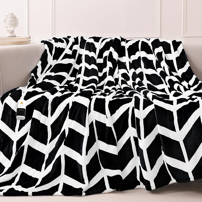 VENTIMI Heated Blanket Full, 9 Heat Levels & 2-10 Hours Auto Off, Black | ETL & FCC, Fast Warming, 72" x 84", Flannel and Sherpa, Couch Bed Use, Machine Washable, Removable Controller