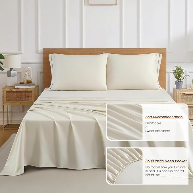 Beige King Size Comforter Set, 15 Pieces, Damask Jacquard Woven, Bedding Set with Sheets, Room in a Bag, Comforter, Bed Skirt, Pillow Shams and Decor Pillows, Curtains