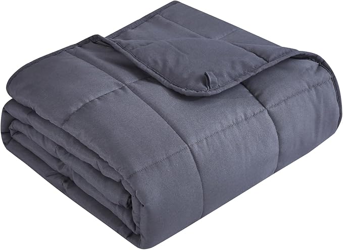 Weighted Blanket for Adults (15 lbs, 48" x 72") Twin Size Soft Cooling Heavy Blanket Sleeping, Apply to 130-160 lbs Body, Thick Breathable Blanket with Glass Bead, Easy Care
