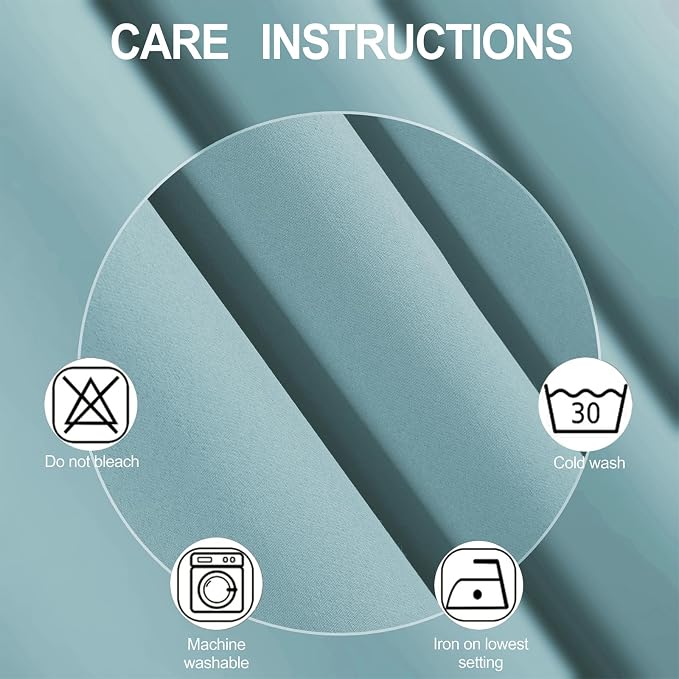 Stone Blue Blackout Curtains 66 x 63 Inch Length/Set of 2 Curtain Panels/Thermal Insulated Room Darkening Blackout Curtains for Bedroom