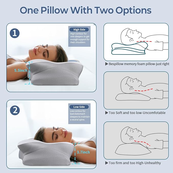Cervical Pillow for Neck Pain Relief, Ergonomic Neck Pillow for Sleeping | Cooling Memory Foam Pillows for Neck Support,Orthopedic Contour Bed Pillow for Side Back Stomach Sleepers