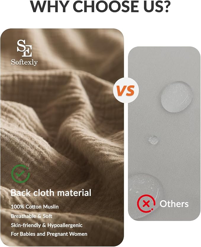 SE SOFTEXLY Muslin Duvet Cover California King Size, 100% Washed Cotton Duvet Cover Set, Ultra Soft Comforter Cover Linen Like, 3 Pieces Gauze Duvet Cover with 2 Pillowcases, 98"x104", Light Brown