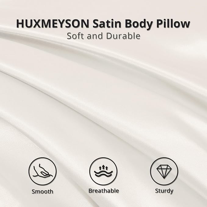 Body Pillow with Satin Pillowcase, Body Pillow for Adults, Beige | 20"x54", Removable Cover, OEKO-TEX Certified Down Alternative Filling,Washing Machine