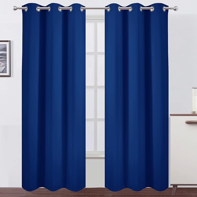 Blackout Curtains 38 x 84 inch/Royal Blue Curtains Set of 2 Panels/Thermal Insulated Room Darkening Bedroom Curtains