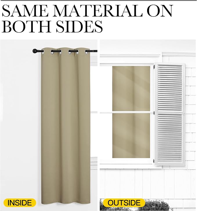 NICETOWN Cocoa Eggnog Blackout Curtains for Bedroom 42" w x 63" L 2 Panels | Thermal Insulated Grommet Draperies Panels for Living Room Kitchen, Light Blocking Room Darkening Noise Reducing Home Decor