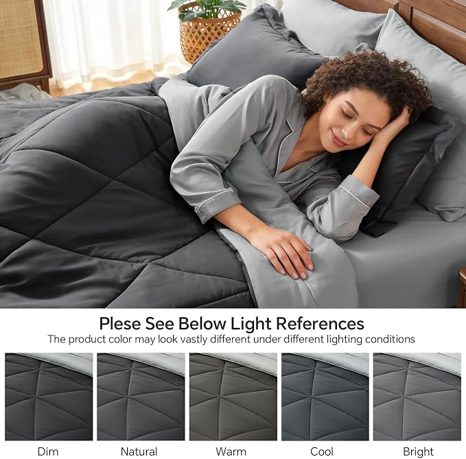BEDELITE Twin XL Comforter Set 5 Pieces, Charcoal Black Bed in A Bag | Soft All Season Down-Alternative Comforter, Sheets, Pillowcases & Shams, OEKO-TEX Certified Bedding for Drom Room, College