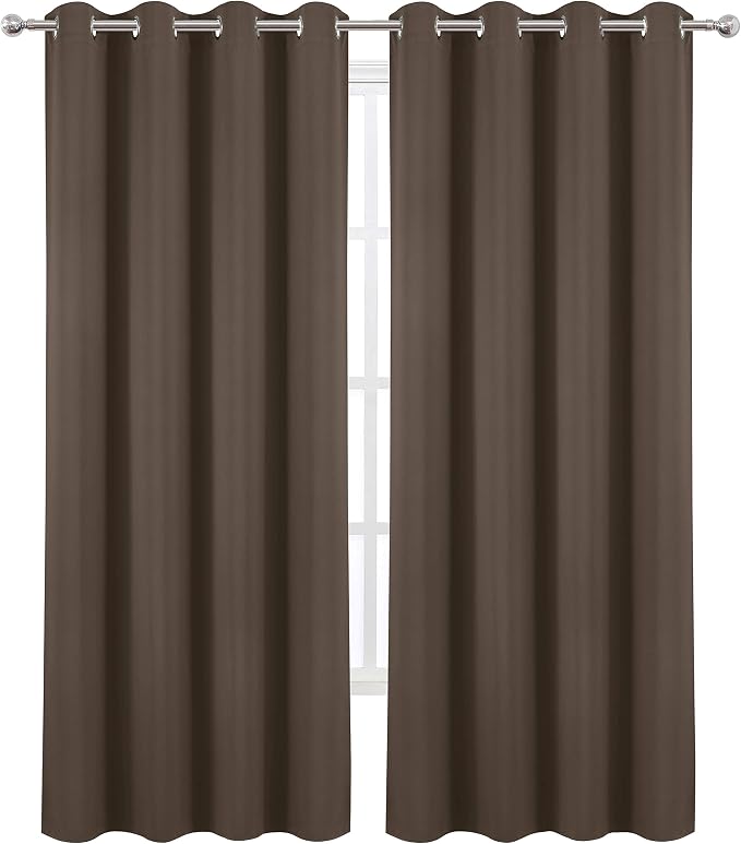 Chocolate Brown Thermal Blackout Curtains/52 x 84 Inch/Set of 2 Panels Room Darkening Curtains for Bedroom