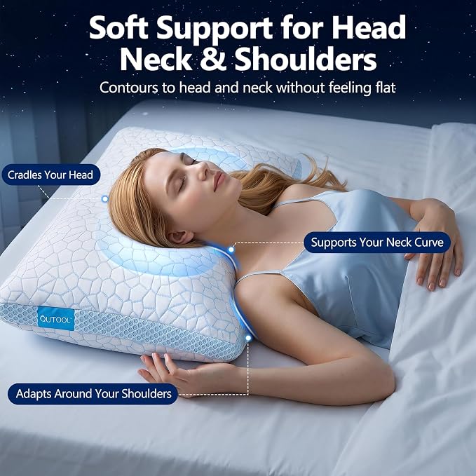 QUTOOL Enhanced Cooling Pillows for Sleeping, Shredded Memory Foam Pillows 2 Pack, Gel Bed Pillows King Size Set of 2, Support Yet Soft Pillow for Side, Back Sleepers Christmas Gifts for Women Men