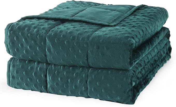 Mr. Sandman Weighted Blanket for Adults, Queen Size 20 lbs, 60 x 80 Inches | Cooling Soft Minky for Hot Sleepers; Machine Washable; Filled with Glass Beads; Heavy Bed Throw for Sleep; Dark Green