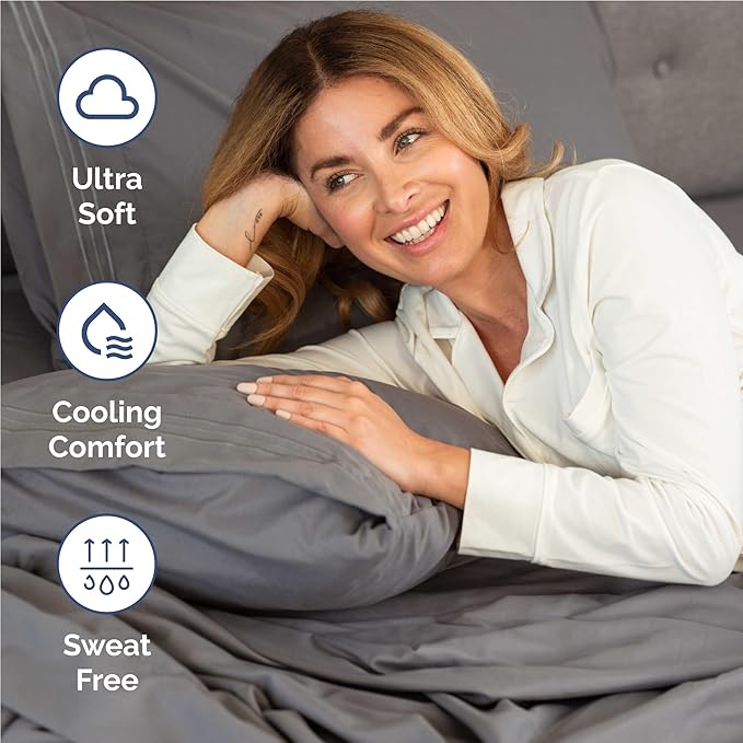 Full Size 4 Piece Sheet Set - Comfy Breathable & Cooling Sheets - Dark Grey | Hotel Luxury Bed Sheets for Women & Men, Deep Pockets, Easy-Fit, Extra Soft and Wrinkle Free Sheets, Oeko-Tex Bed Sheet Set