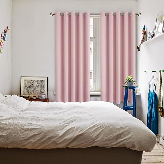 BGment Pink Room Darkening Curtains 63 Inch for Bedroom - 2 Panels | Grommet Top, Light-Blocking, Sunblock, Thermal Insulated, Window Drapes for Kids Boys Room, 70x63 Inch