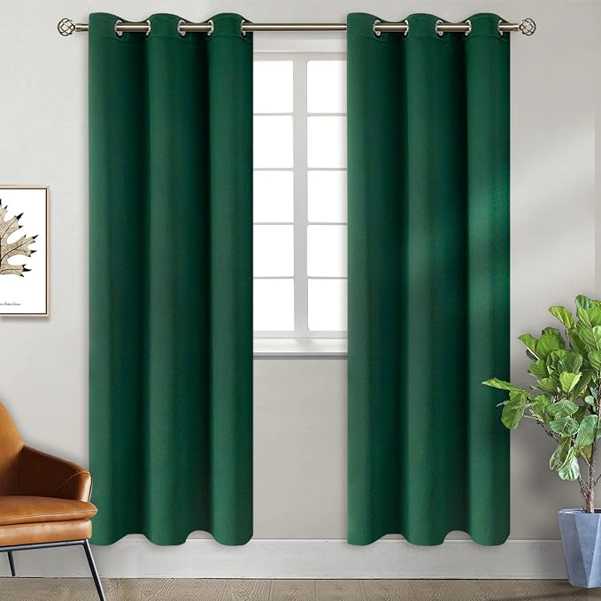 BGment Emerald Green Blackout Curtains for Living Room 84 Inch - 2 Panels | Grommet Top, Black Out, Room Darkening, Sunblock, Thermal Insulated, Window Drapes for Bedroom, 38x84 Inch