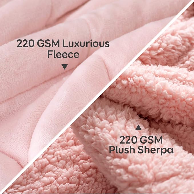 Cottonblue Fleece Weighted Blanket 15lbs for Adults Twin Size 48x72in Soft | Cozy Warm Sherpa Flannel Pink Weighted Blankets Throw for Sleep Calm Relax, Fuzzy Faux Fur Heavy Blanket for Bed Couch Sofa