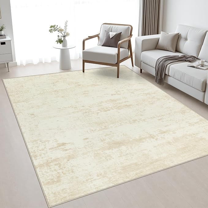 Area Rug Living Room: 4x6 Modern Washable Indoor Soft Carpet Beige | For Bedroom Dining Room Farmhouse Nursery Hallway Office,Modern Abstract,Machine washable,Non-Slip,Stain Resistant,Indoor