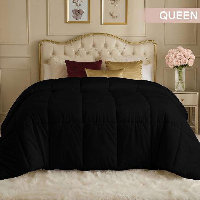 Utopia Bedding Duvet Insert, Comforters Queen Size 88 x 88 Inches, Black | Cozy All Season Comforter for Kids and Teens, Unisex, Down Alternative Fill, Soft Microfiber Shell, Machine Washable.