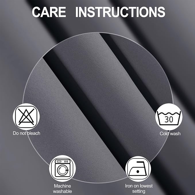 Blackout Curtains 66 x 54 Inch Long Grey Curtains Set of 2 Panels Room Darkening Curtains for Bedroom and Living Room