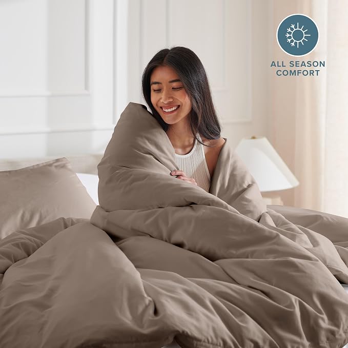 Bare Home Duvet Cover Set 1800 Ultra-Soft (Twin/Twin XL, Taupe) | Lightweight, Cooling, Breathable, Premium 1800 Ultra-Soft, All-Season