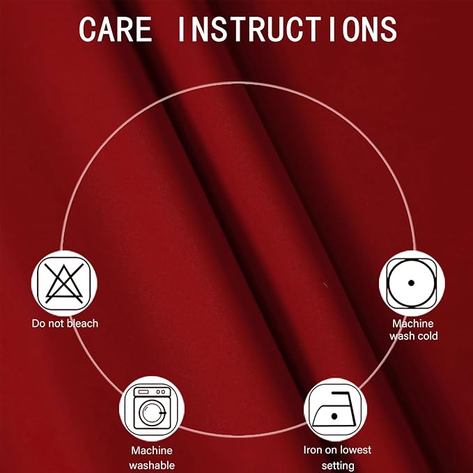 Blackout Curtains 66 x 72 Inch Long Red Curtains Set of 2 Panels Room Darkening Curtains for Bedroom and Living Room