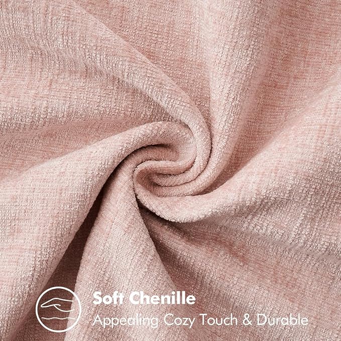 MIULEE Decorative Couch Throw Pillow Covers 20x20 Inch Pink 2 Pack | Farmhouse Pillow Covers with Stitched Edge, Soft Chenille Cushion Cases, for Sofa Bed Living Room Home Decor