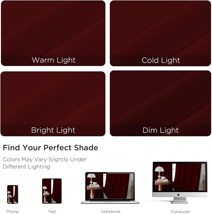CUCRAF Burgundy Red Blackout Curtains 84 inch Length 2 Panels Set, Rod Pocket Room Darkening Drapes for Bedroom Living Room, Insulated Thermal Light Blocking Window Curtain (W52 x L84 Inch)