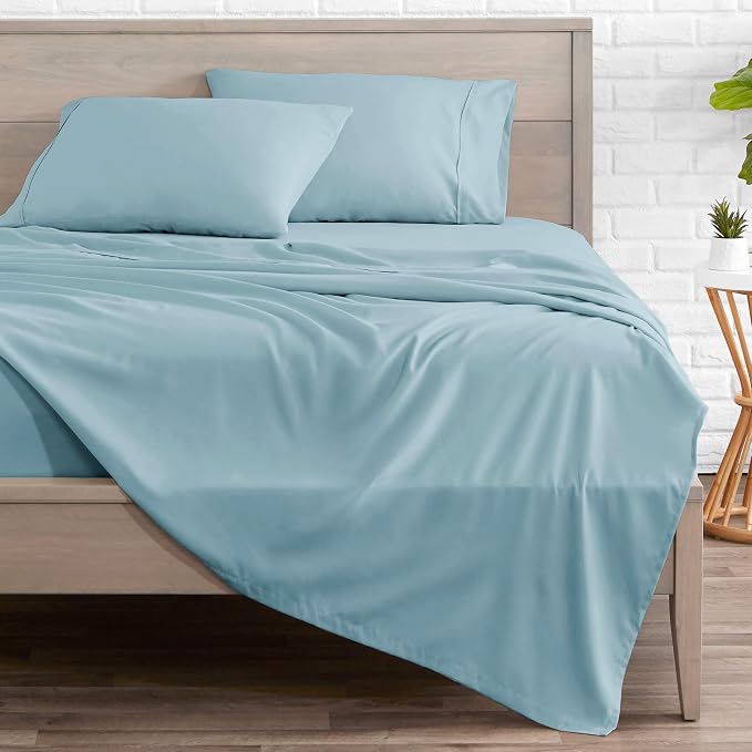 Bare Home Twin Sheet Set - 1800 Ultra-Soft (Twin, Light Blue) | Deep Pockets 6 to 15 Inches, Breathable, Hypoallergenic, Hotel Luxury, Easy Fit, Soft, All-Season