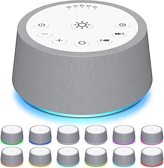 SoundLegend White Noise Sleep Sound Machines 30 Sounds 32-Level Volume 12 Colors Light 5 Timers Adjustable Light Brightness Compact for Everyone Travel Memory Function Gift