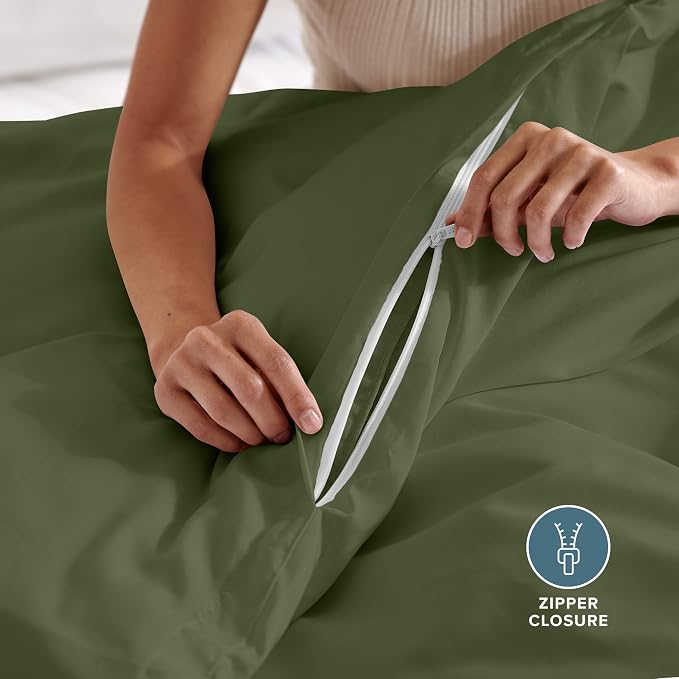 Bare Home Duvet Cover Set 1800 Ultra-Soft (King, Cypress) | Lightweight, Cooling, Breathable, Premium 1800 Ultra-Soft, All-Season