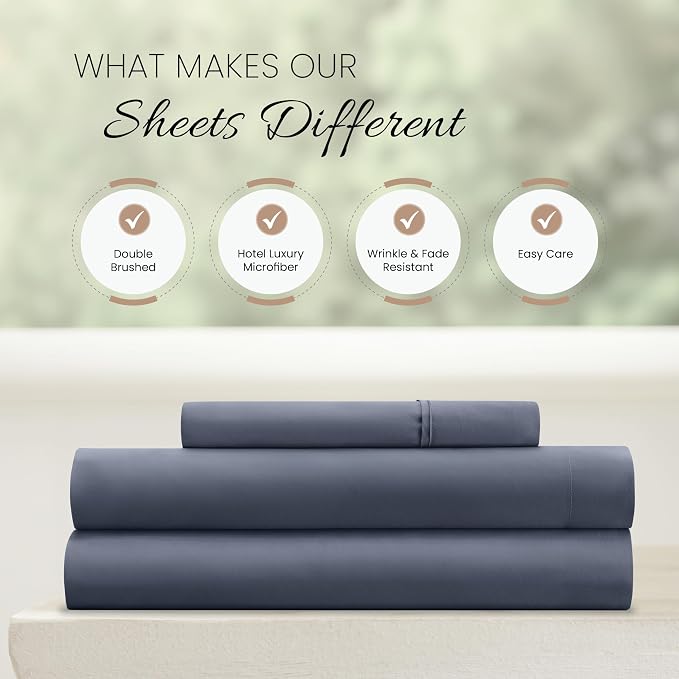 Linen Market Bed Sheets for Twin Size Bed (Stone) - Sleep Better Than Ever with These Soft and Cooling Twin Sheets - Deep Pocket Fits 16" Thick Beds - 4 Piece Twin Sheet Set