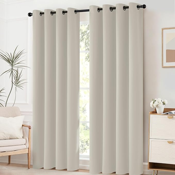 Yakamok Room Darkening Curtains 52x96 inch Length Stone-Living Room | 2 panels,grommet blackout window treatment,thermal insulated,light blocking drapes,privacy protection,bedroom dining room
