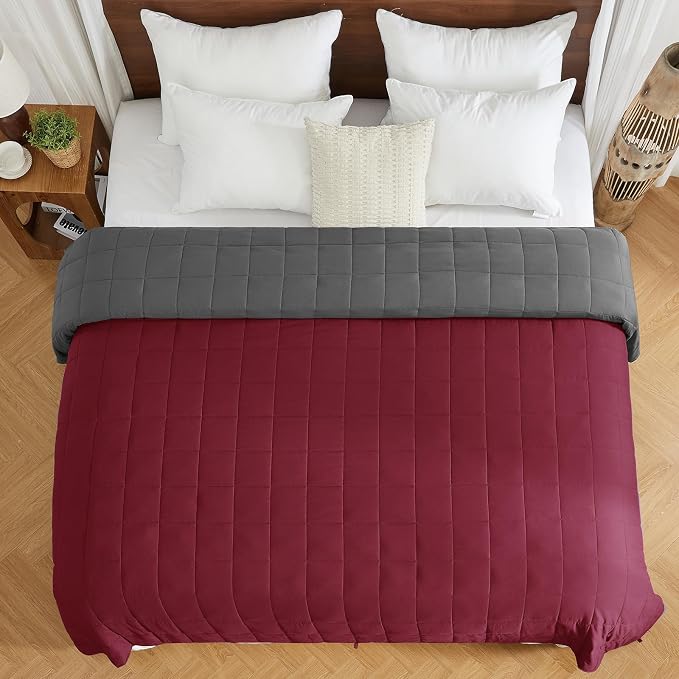 King Size Weighted Blanket for Adults (25 lbs, 80” x 87”, Red Grey) Cooling Heavy Blanket for Sleeping Perfect for 240-260 lbs, Breathable Blanket for Adults & Couple All Season, Machine Washable