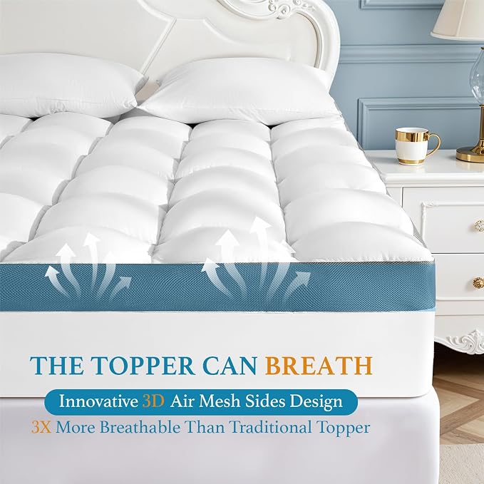 4 Inch Memory Foam Mattress Topper King Size,6"-18" Deep Pocket(78"x80") | Breathable Extra Thick 2000 GSM Pillow Top Mattress Pad for Back Pain Relief,suitable for all seasons