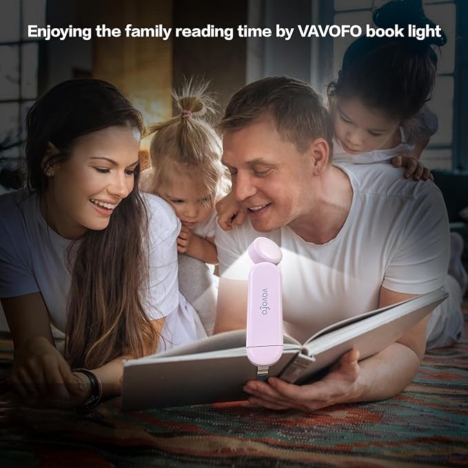 VAVOFO USB Rechargeable Book Light, Bookmark Clip on LED Reading Light | 3 Colors 9 Lighting modes clip on book light, Eye Care Glow for Bed Reading, Christmas Gift for Bookworms, Book Accesories