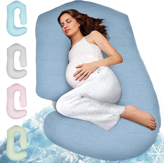 Pregnancy Pillows for Sleeping – 57-Inch Maternity Pillow for Pregnant Women with Removable Washable Cover – Support for Back, Belly, Neck, Legs, & Hips – V C U Shaped Full Body Pillow