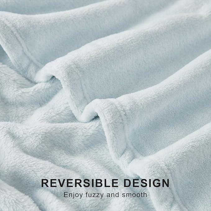 Hansleep Full Ice Blue Fleece Blanket, Soft Flannel Bed Blanket | Fuzzy Cozy Blanket 84x90 Inches, Multi-use for Bed, Sofa, Couch, Travel, Camping, All Season Warm Lightweight Cover