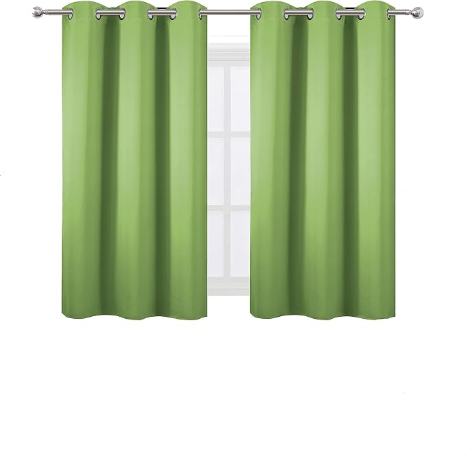 Light Green Blackout Curtains 38 x 54 Inch Length/Set of 2 Curtain Panels/Thermal Insulated Room Darkening Blackout Curtains for Bedroom