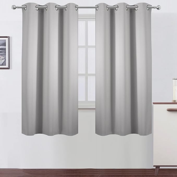 Light Grey Blackout Curtains 42 x 63 Inch Length/Set of 2 Curtain Panels/Thermal Insulated Room Darkening Blackout Curtains for Bedroom