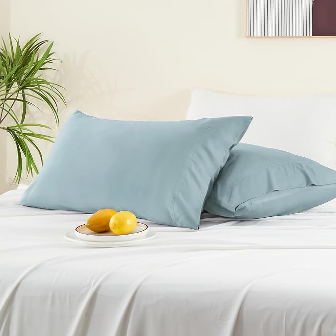 BEDELITE King Pillow Cases Set of 2, Rayon Derived from Bamboo, Haze Blue | Cooling and Breathable Pillow Cover for Hot Sleepers & Night Sweats, Silky Soft Cozy, Envelope Closure, 20x36 Inches